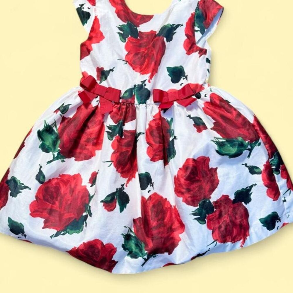 Gymboree red rose print dress, size 4T